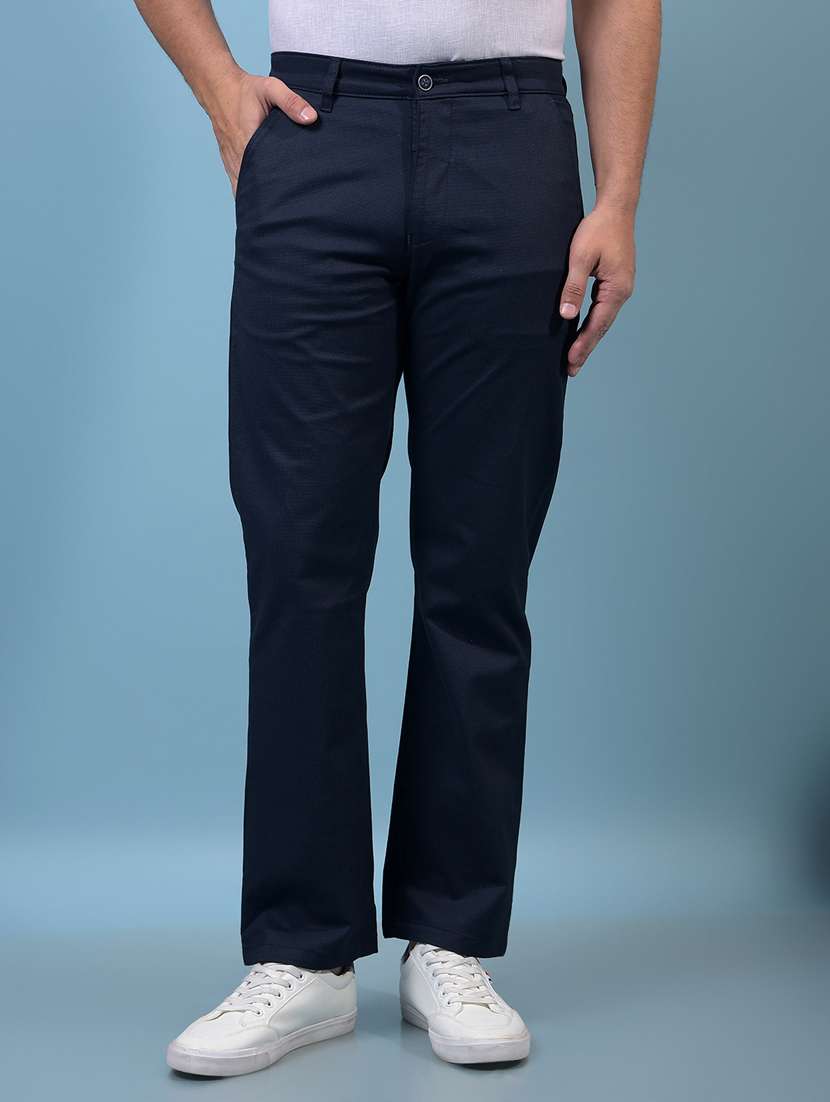 men solid mid rise flat front casual chinos 