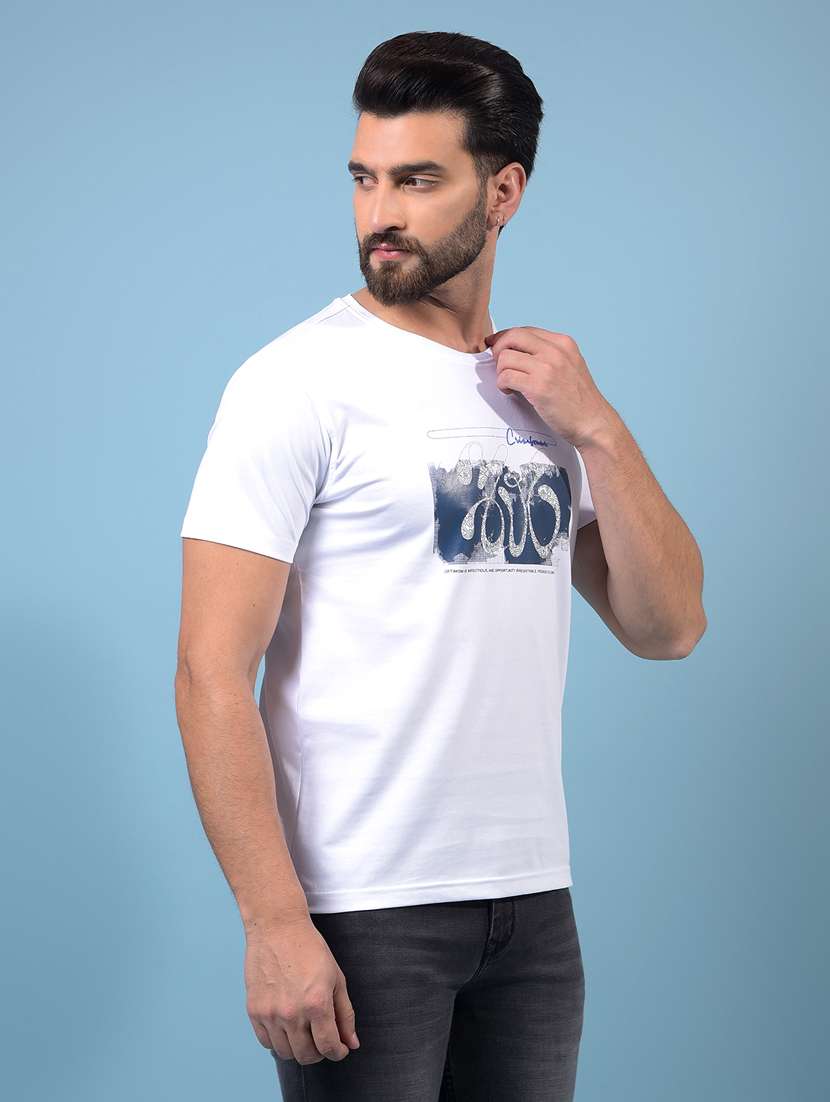 men chest print round neck regular fit t-shirt - 21933939 -  Standard Image - 2