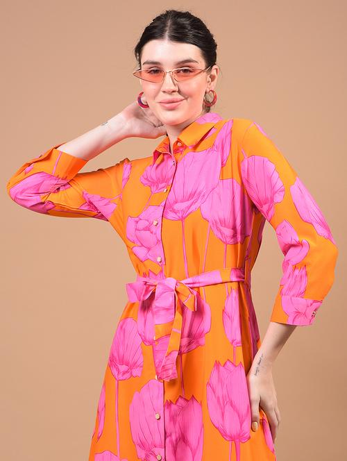 women floral printed collared shirt dress - 21933959 - Standard Image - 0
