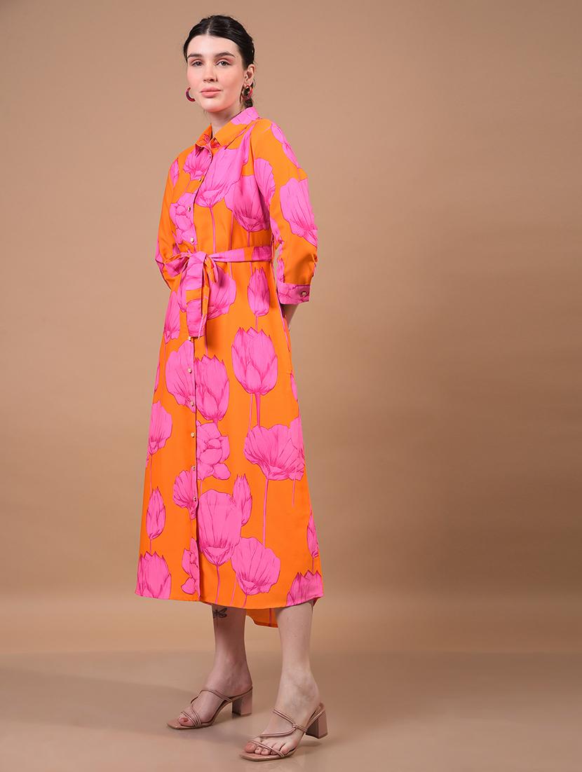 women floral printed collared shirt dress - 21933959 - Standard Image - 2