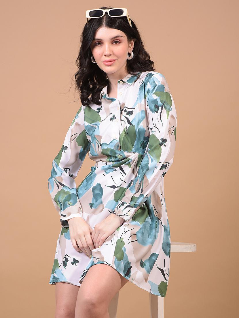 women printed collared a-line dress - 21933960 - Zoom Image - 0