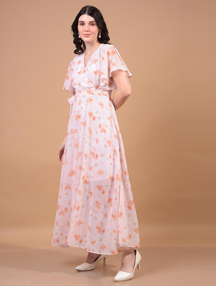 women floral printed flared sleeves fit & flare dress - 21933962 - Standard Image - 2