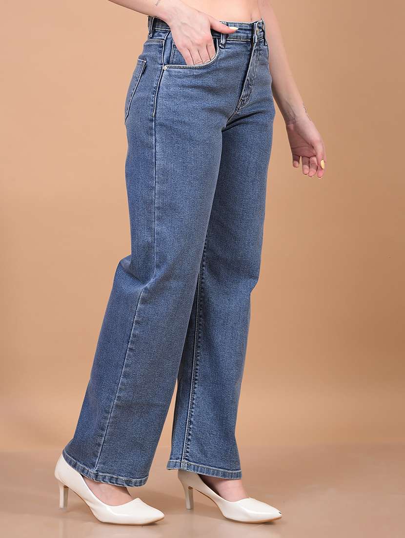 women solid high rise straight fit jean - 21933972 - Standard Image - 2