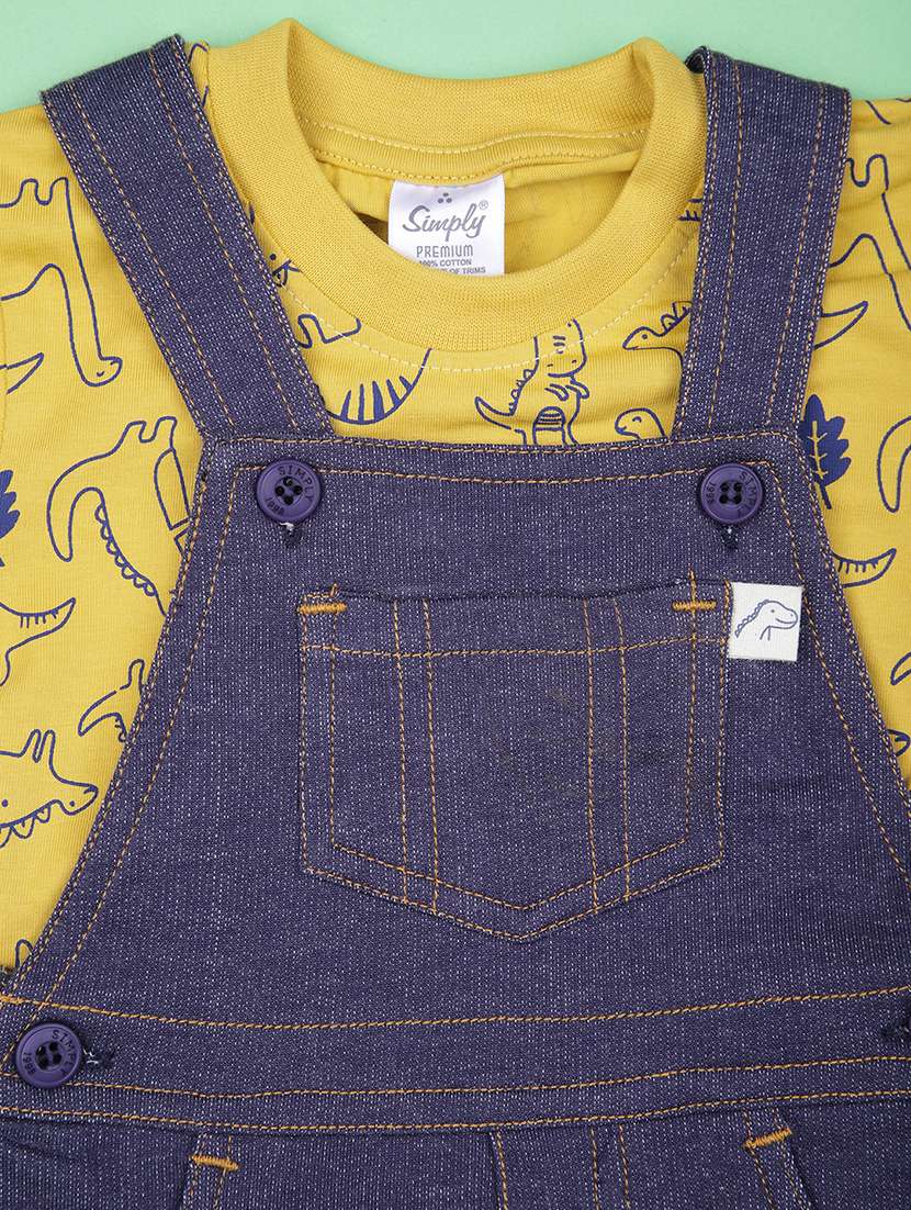 boys printed t-shirt & dungaree twin set - 21934079 -  Standard Image - 2