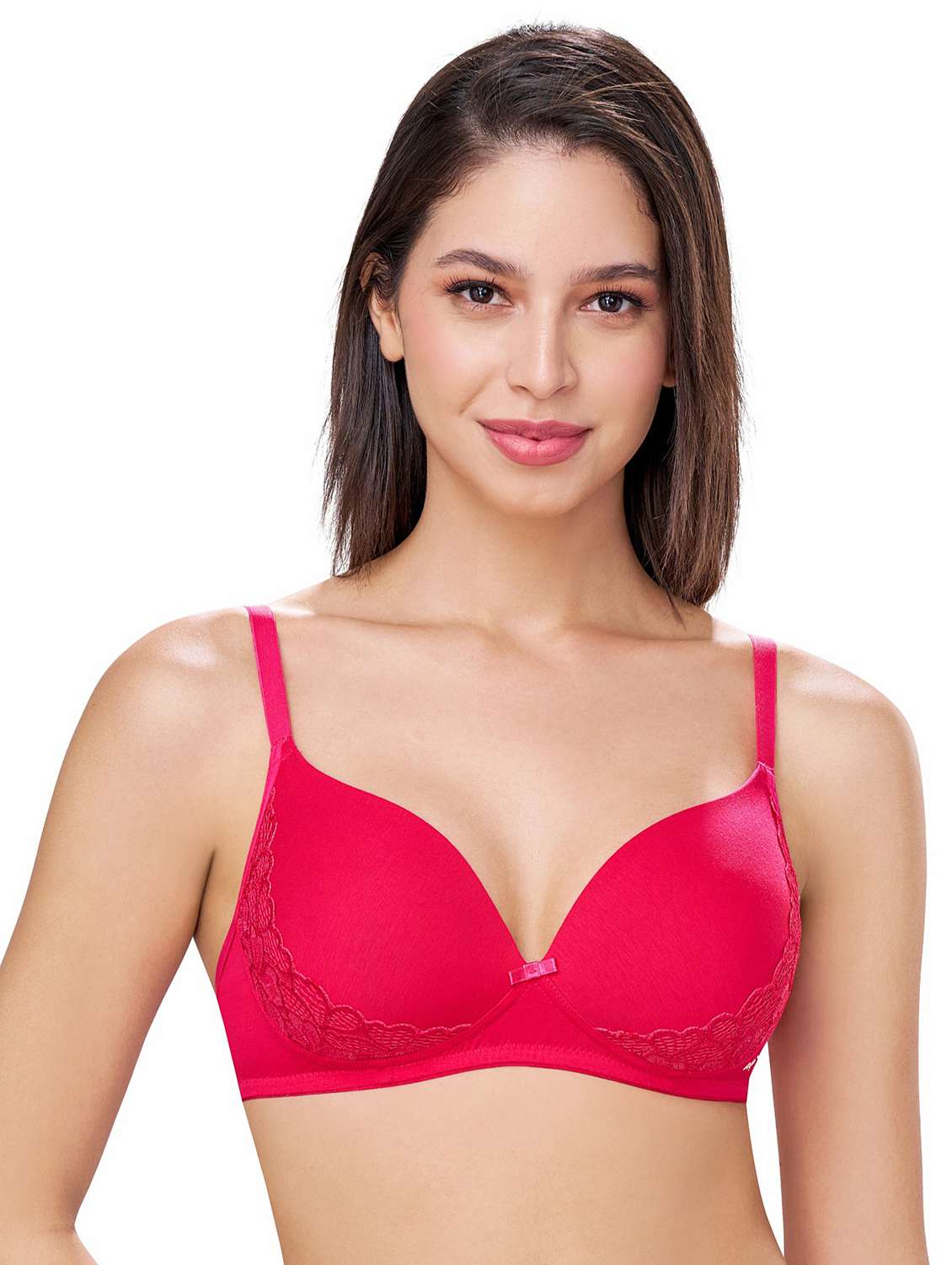 women solid lightly padded push up bra