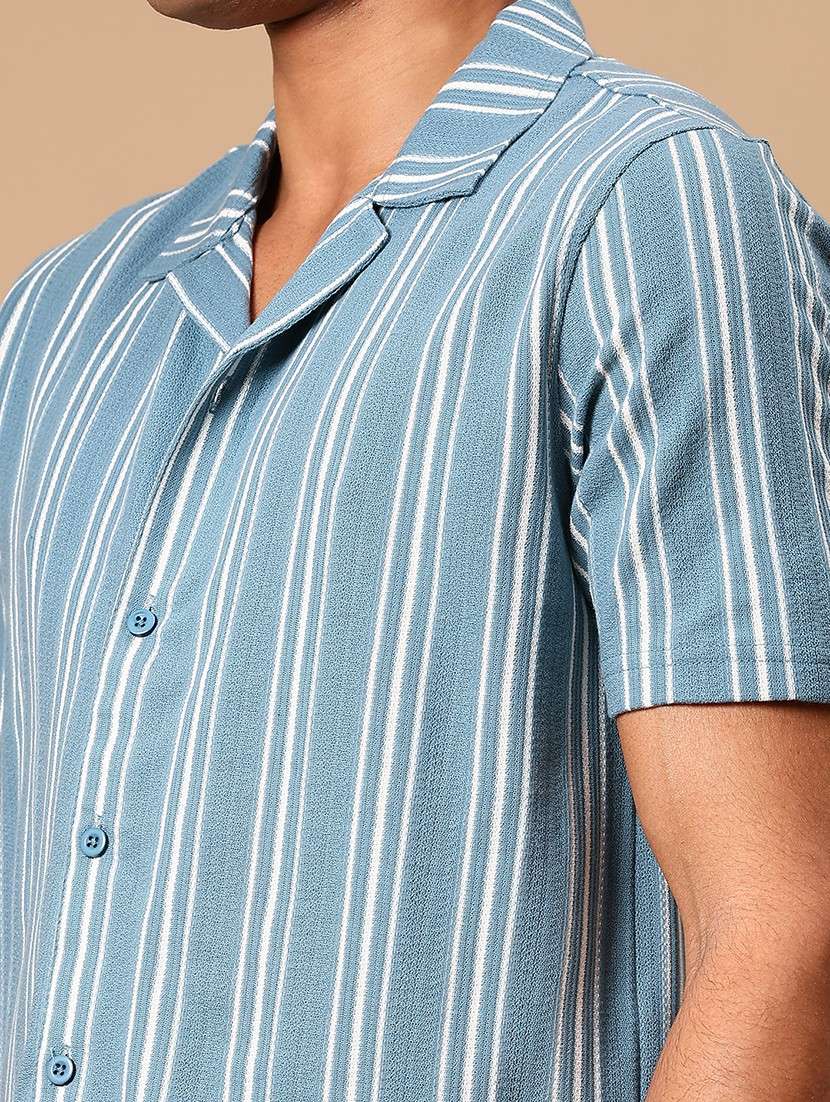 men striped short sleeve casual fit casual shirt - 21934307 - Standard Image - 2