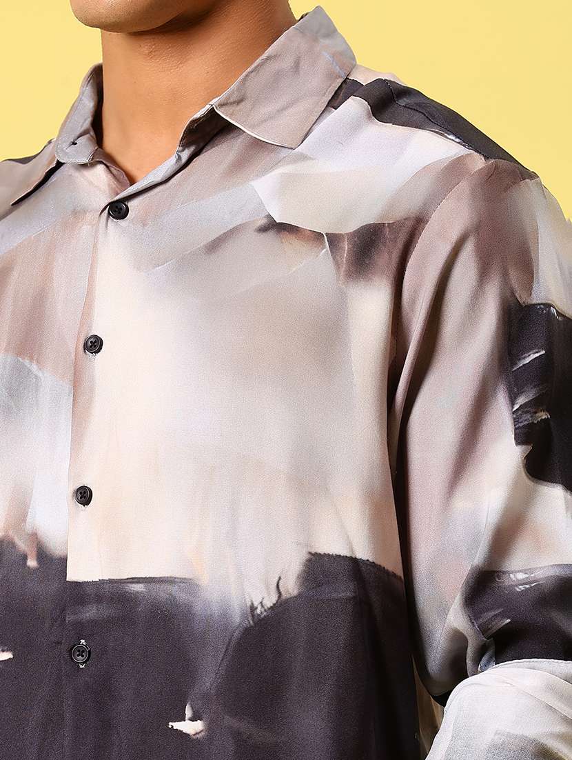 men abstract long sleeve regular fit casual shirt - 21934311 -  Standard Image - 2