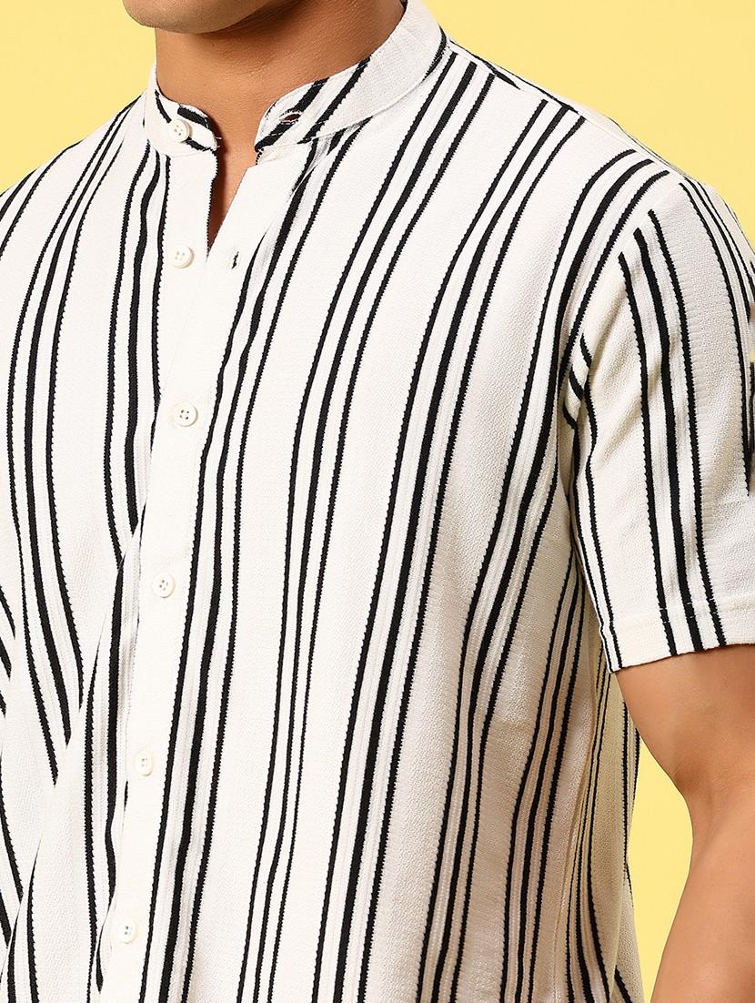 men striped short sleeve casual fit casual shirt - 21934314 - Standard Image - 2