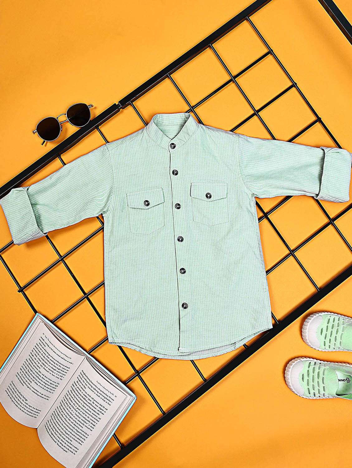 boys striped long sleeve casual shirt