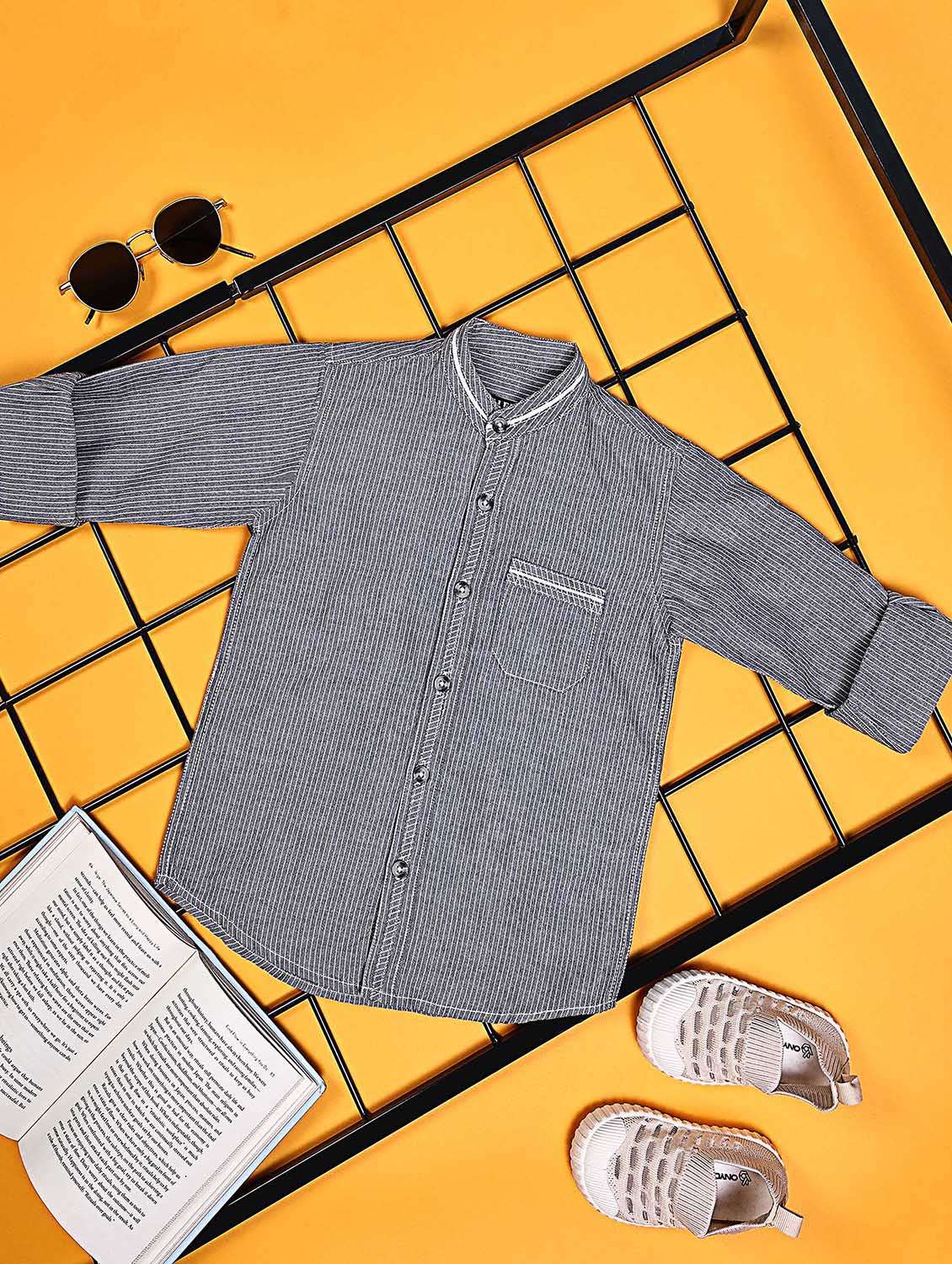 boys striped long sleeve casual shirt