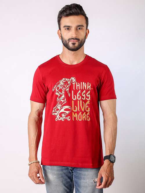 men front print round neck regular fit t-shirt - 21934727 -  Standard Image - 0