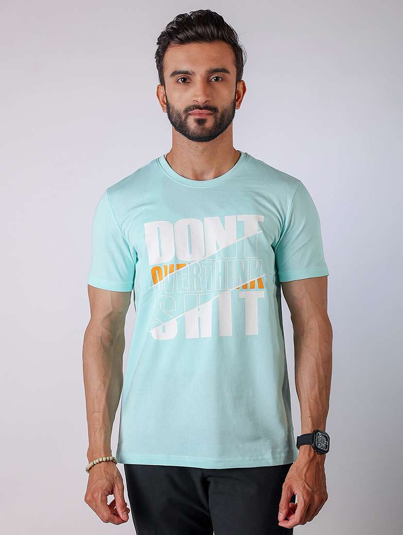 men front print round neck regular fit t-shirt