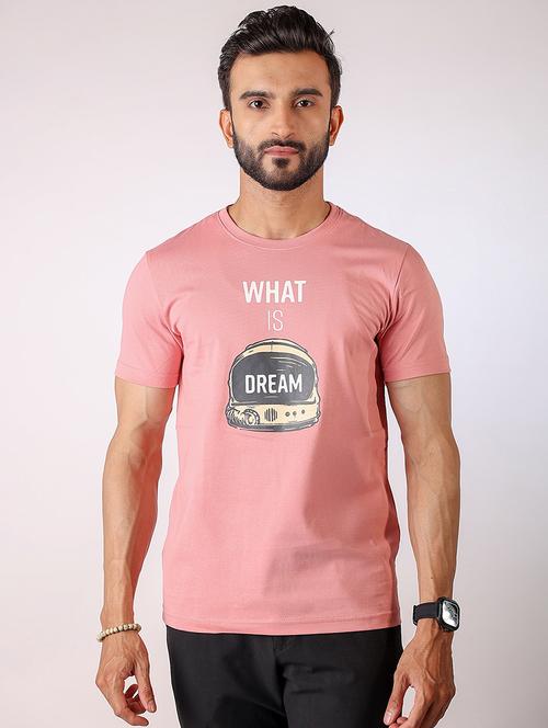 men front print round neck regular fit t-shirt - 21934741 - Standard Image - 0