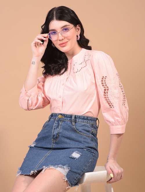 women embroidered puff sleeve shirt - 21934760 - Standard Image - 0