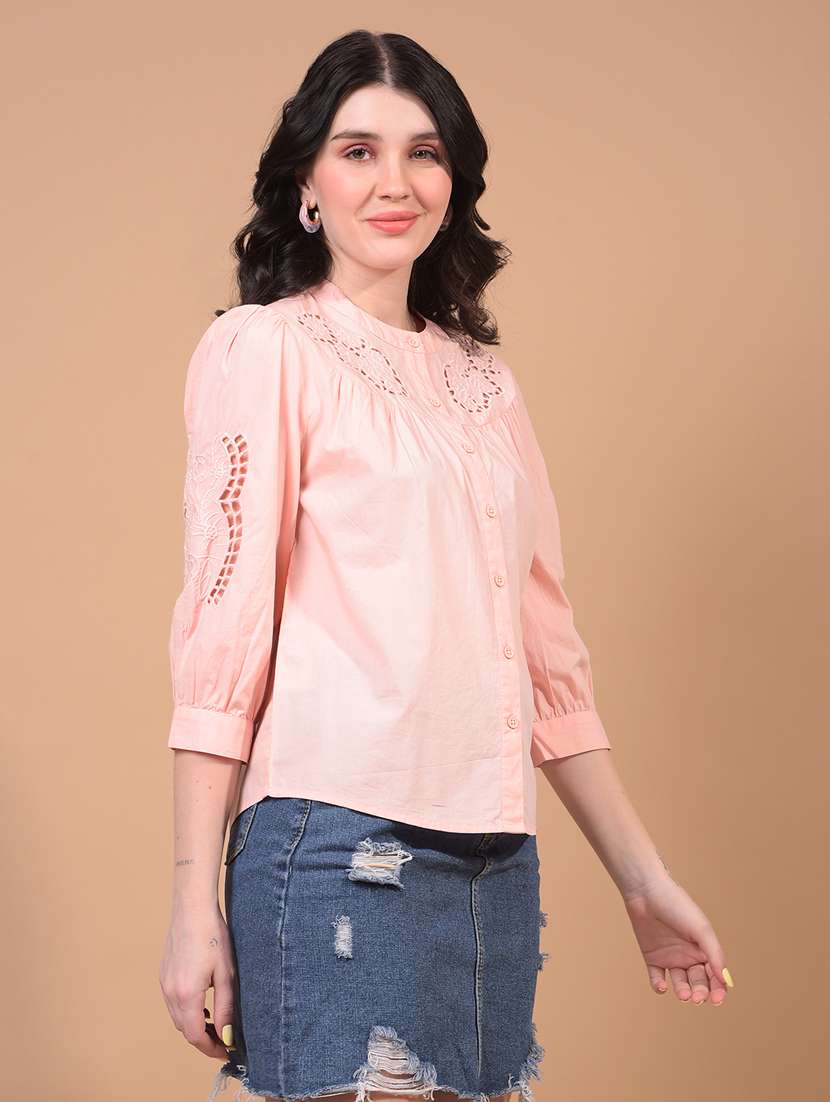 women embroidered puff sleeve shirt - 21934760 - Standard Image - 2