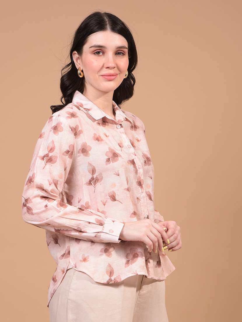 women floral printed collared puff sleeve shirt - 21934763 -  Standard Image - 2
