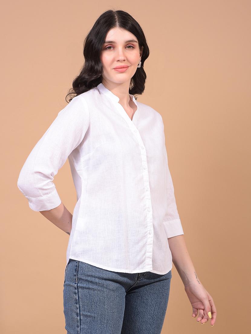 women solid collared long sleeve shirt - 21934772 - Standard Image - 2