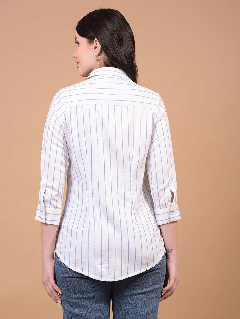 women striped collared regular shirt - 21934775 - Standard Image - 2