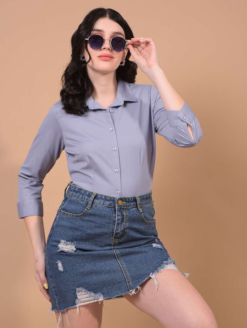 women solid collared regular shirt - 21934777 -  Zoom Image - 0