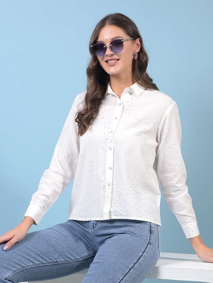 women embellished long sleeve regular shirt