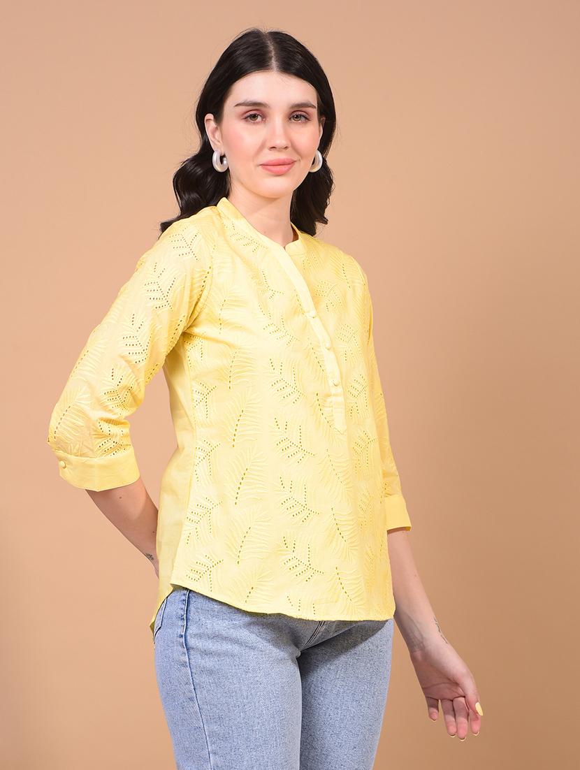 women embroidered mandarin neck regular top - 21934813 - Standard Image - 2