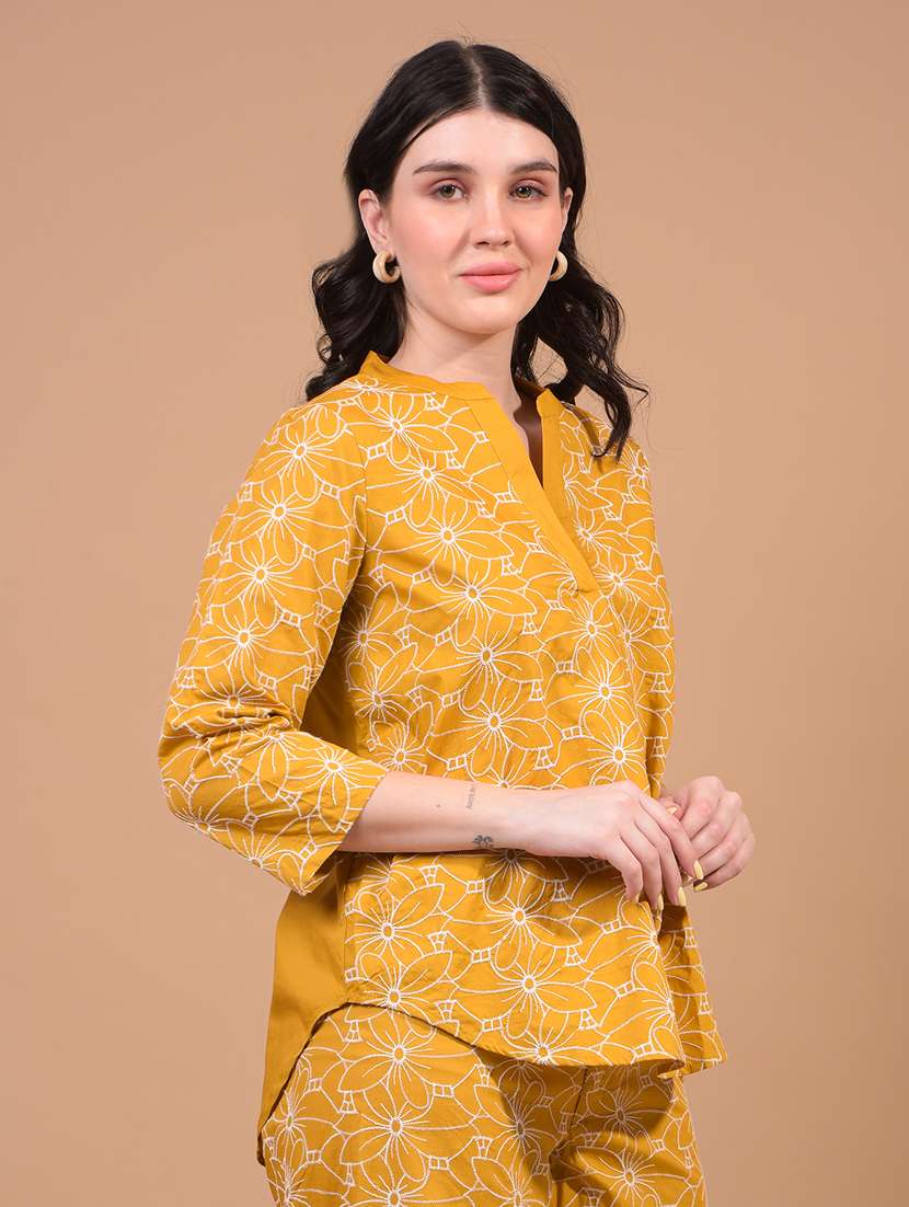 women embroidered three quarter sleeve regular top - 21934829 -  Standard Image - 2