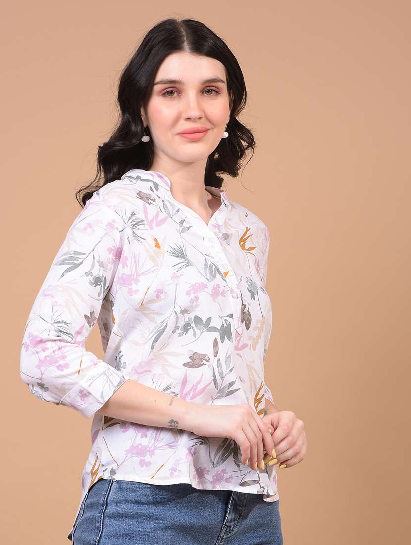 women floral print three quarter sleeve top - 21934833 -  Standard Image - 2