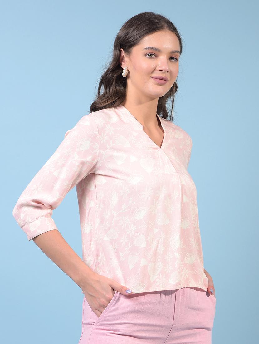 women printed three quarter sleeve regular top - 21934836 - Standard Image - 2