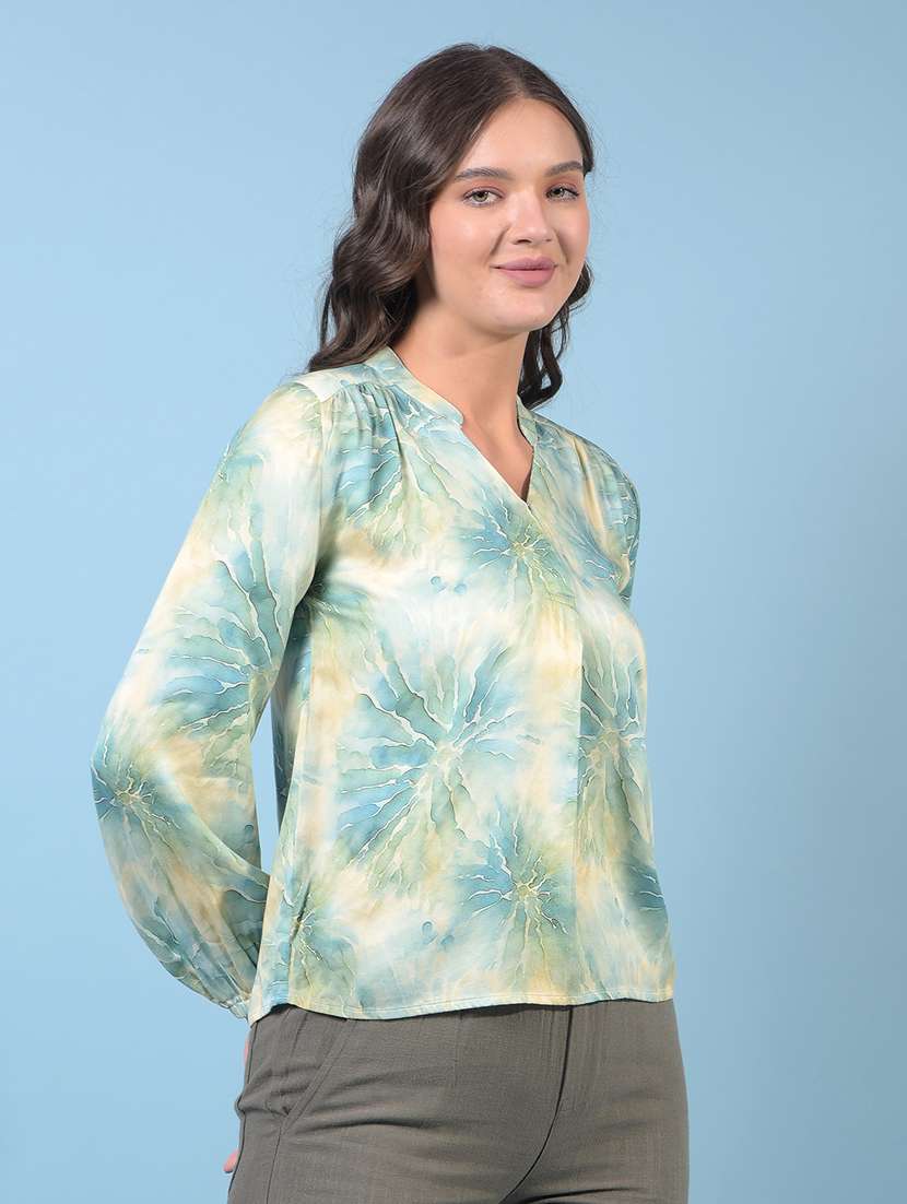 women printed puff sleeve regular top - 21934838 - Standard Image - 2