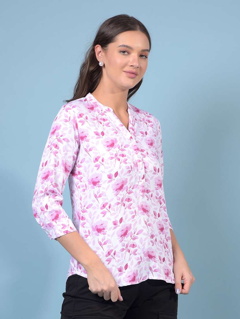 women floral print three quarter sleeve regular top - 21934851 - Standard Image - 2