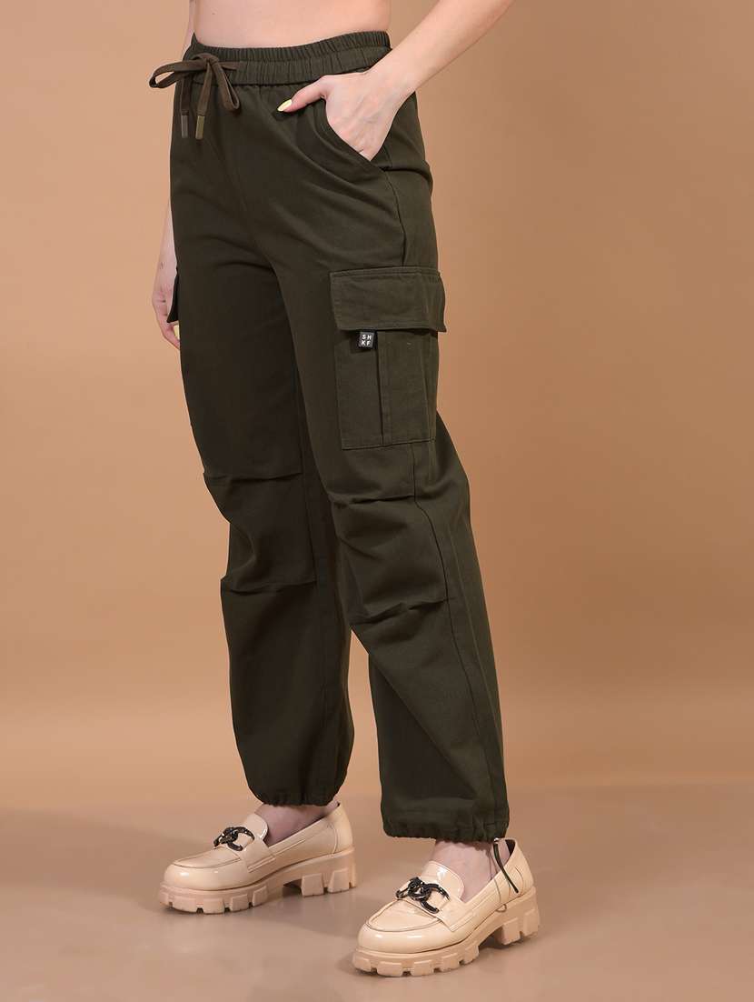women solid mid rise relaxed fit cargo - 21934854 -  Standard Image - 2