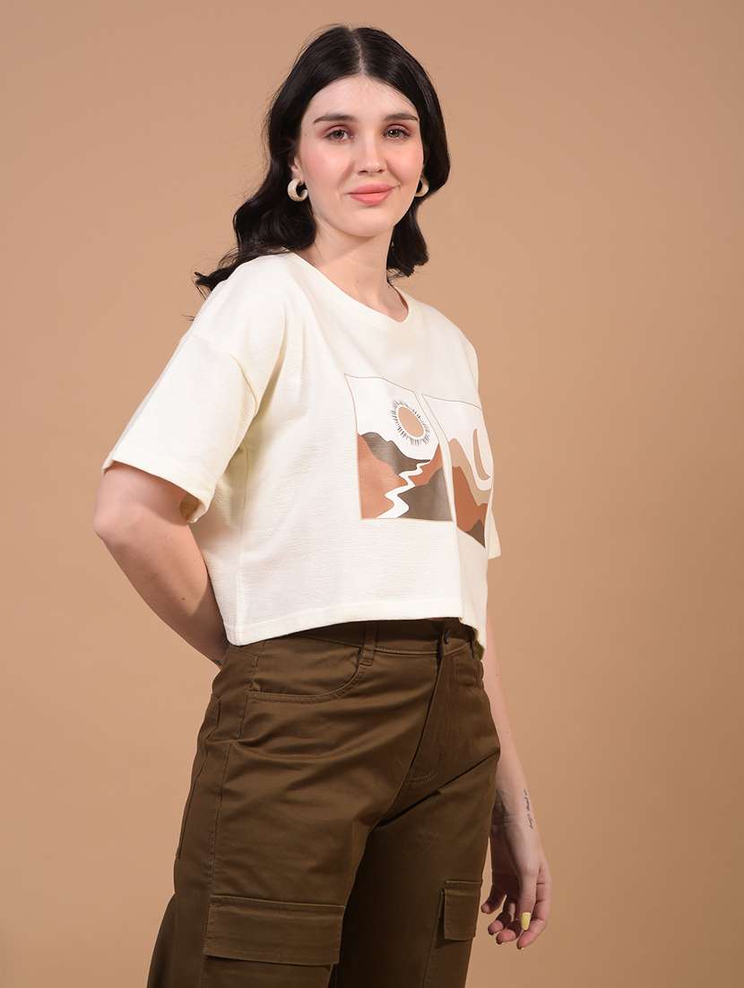 women printed short sleeve crop t-shirt - 21934860 -  Standard Image - 2