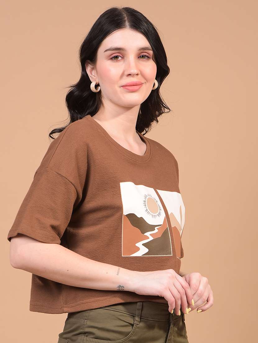 women printed short sleeve crop t-shirt - 21934861 -  Standard Image - 2