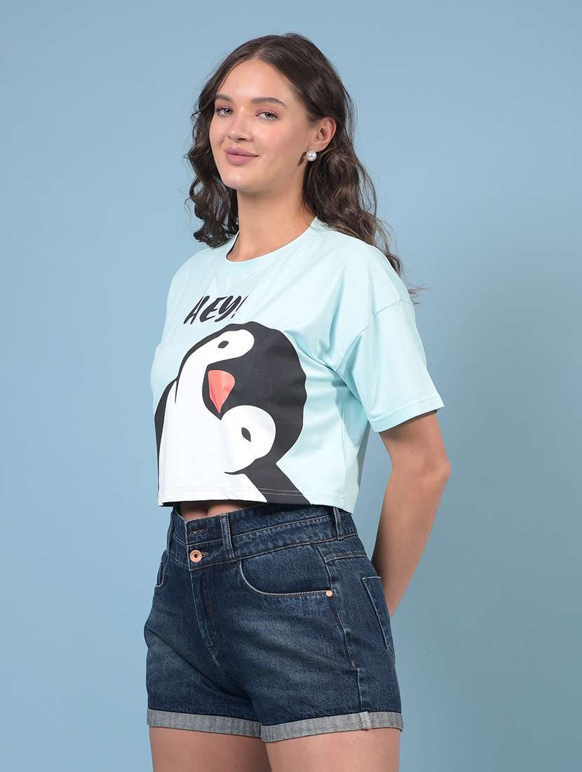 women printed short sleeve crop t-shirt - 21934873 -  Standard Image - 2