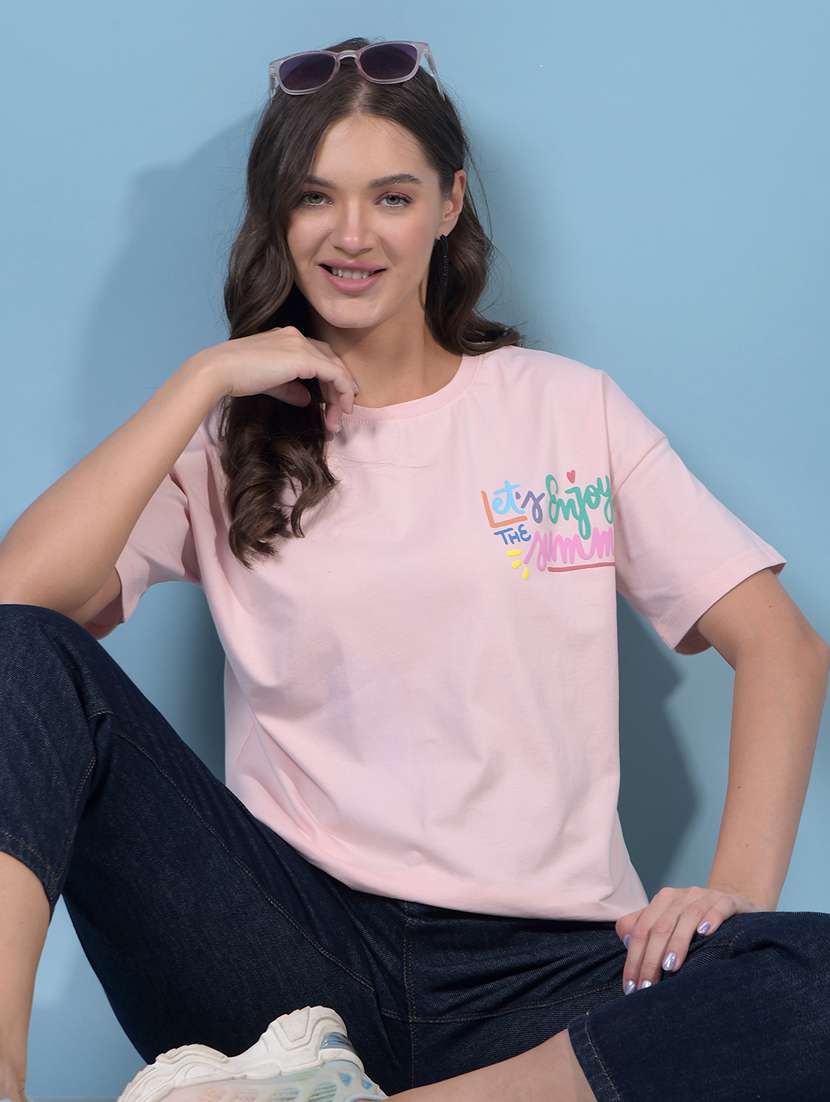 women printed short sleeve loose fit t-shirt