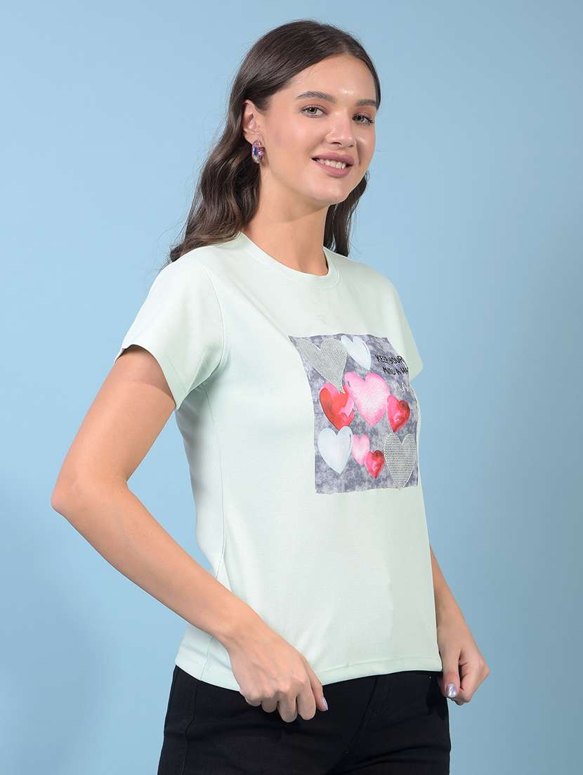 women printed short sleeve regular fit t-shirt - 21934883 - Standard Image - 2
