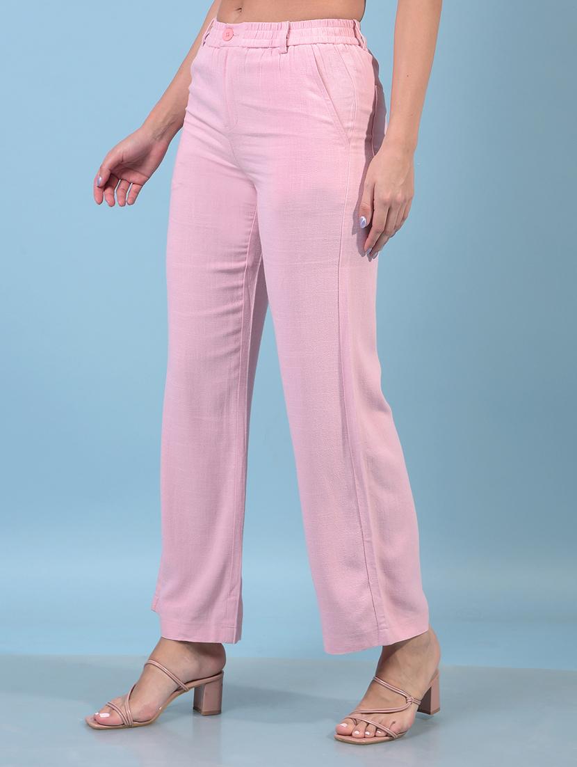 women solid mid rise straight fit trouser - 21934899 - Standard Image - 2