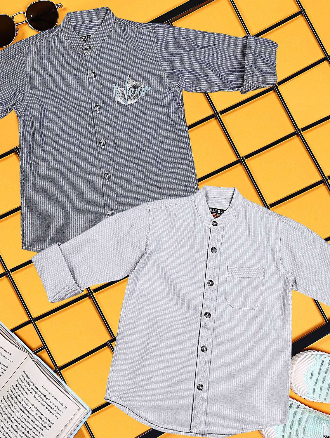 boys pack of 2 striped long sleeve casual shirt