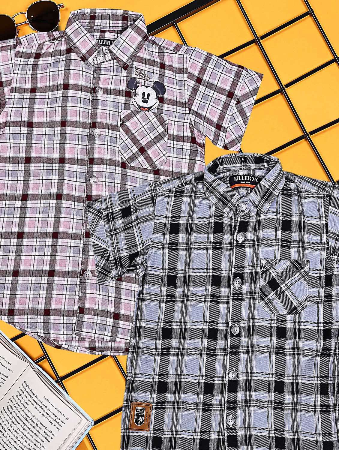boys pack of 2 checkered short sleeve casual shirt