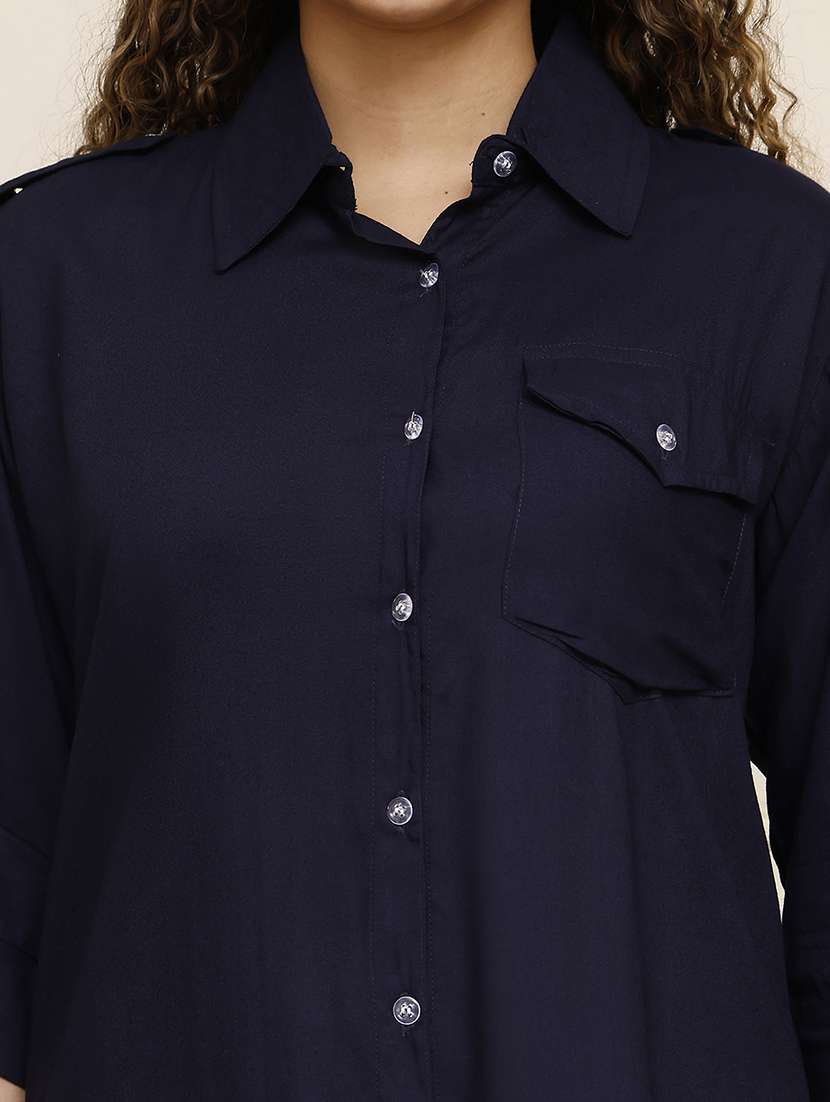 women solid shirt and trouser co-ord set - 21934958 -  Standard Image - 2