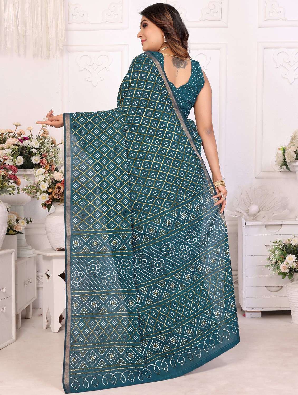 women bandhani printed saree with blouse - 21934970 -  Standard Image - 2