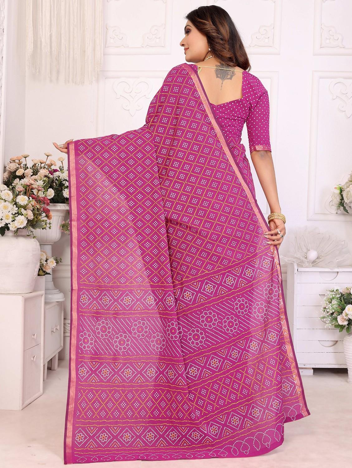women bandhani printed saree with blouse - 21934972 - Standard Image - 2