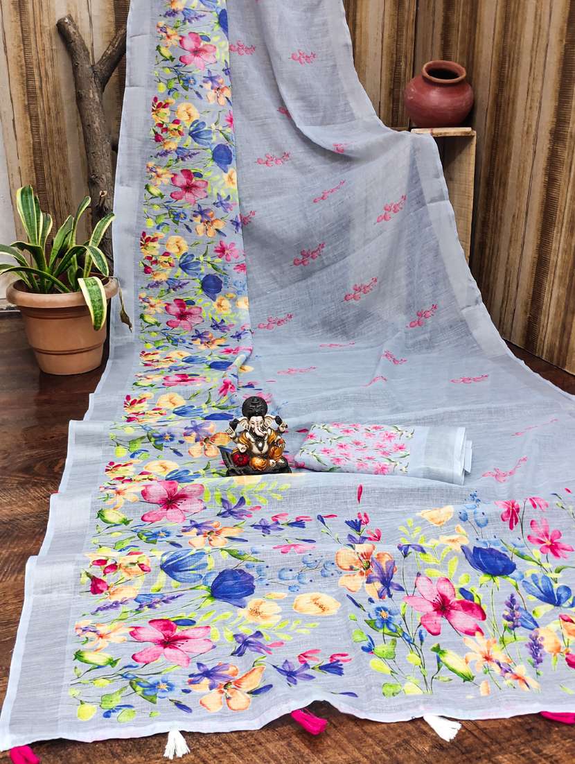 women printed casual wear saree with blouse - 21935038 -  Standard Image - 2