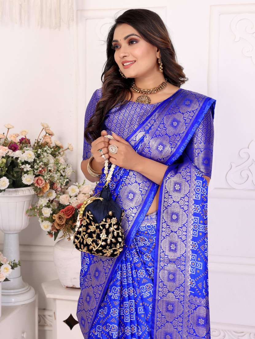 women bandhani bordered saree with blouse - 21935058 -  Standard Image - 2