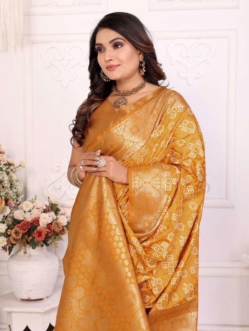 women bandhani bordered saree with blouse - 21935059 -  Standard Image - 2