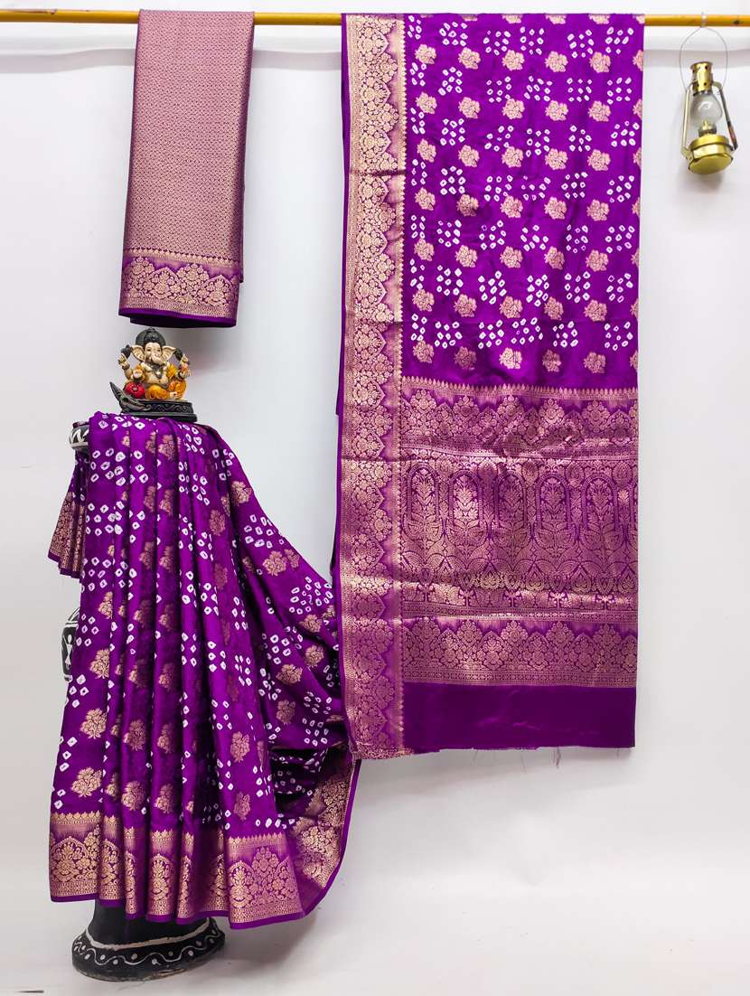 women bandhani bordered saree with blouse - 21935075 -  Standard Image - 2