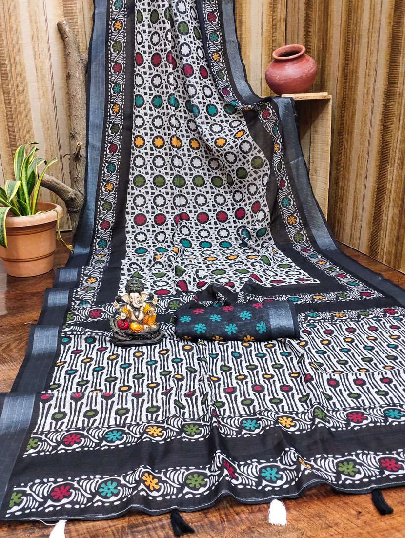 women printed casual wear saree with blouse - 21935083 -  Standard Image - 2