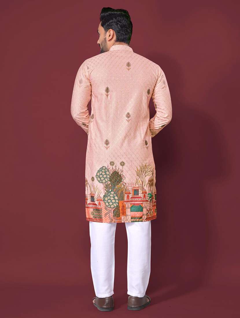 men embroidered mandarin neck long kurta - 21935092 -  Standard Image - 2
