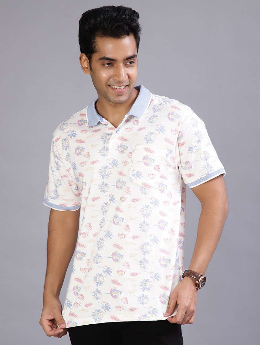 men printed short sleeve regular fit polo t-shirt - 21935209 - Zoom Image - 0