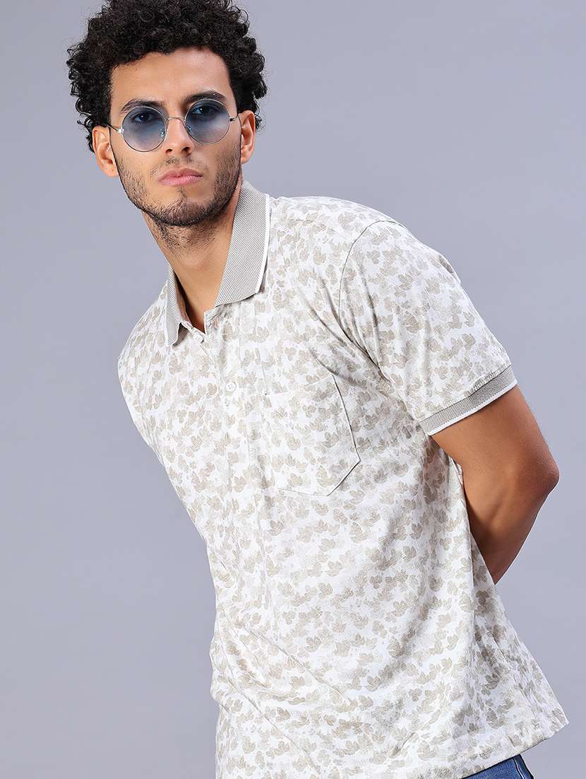men printed short sleeve regular fit polo t-shirt